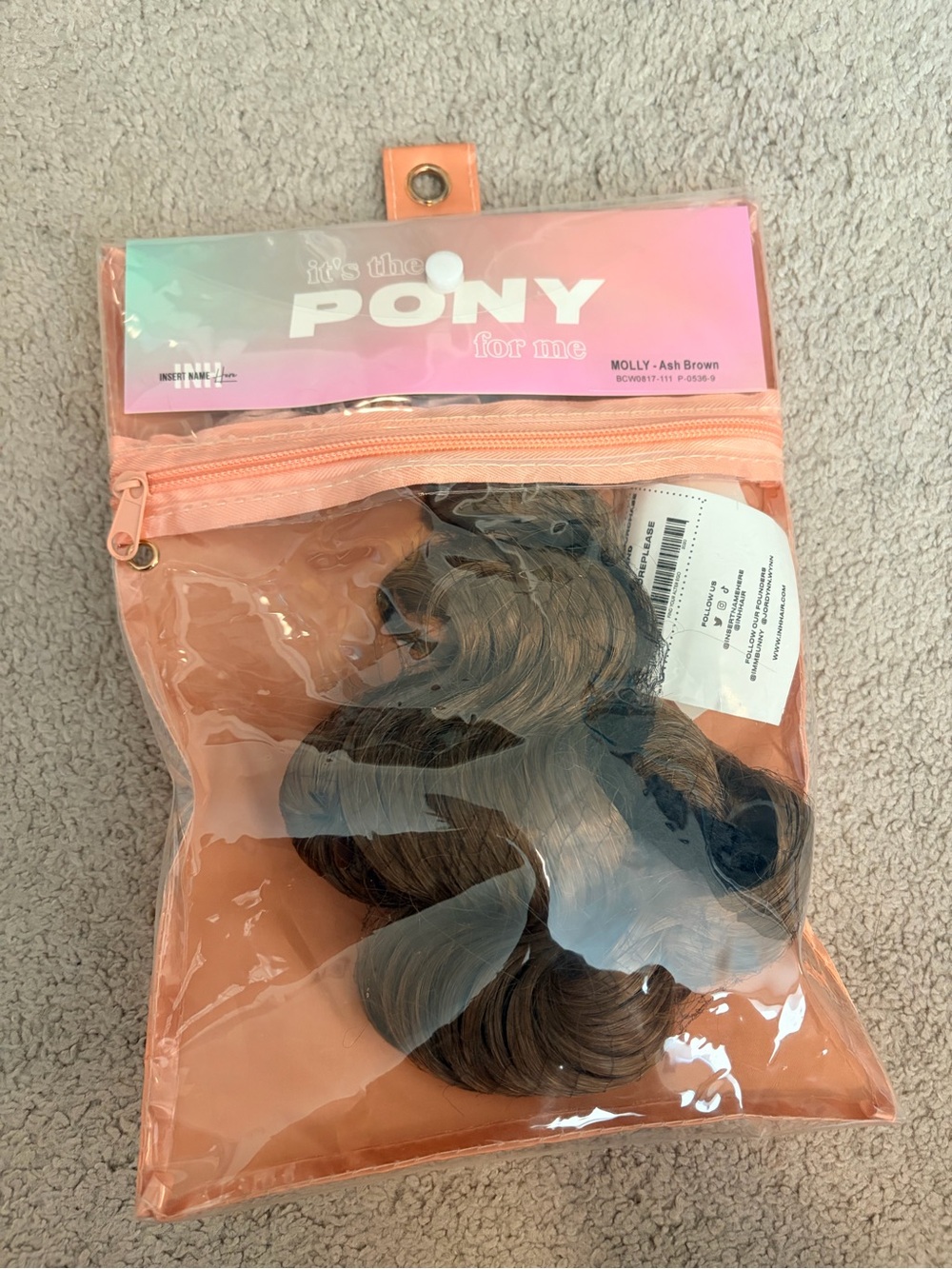 Insert Name Here Molly Clip-In Ponytail - Ash Brown - BRAND NEW